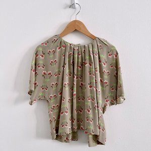 Rachel Comey Print Short Sleeve Silk Top Size XS